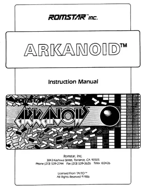 arkanoid instruction manual|taito|games|.webp