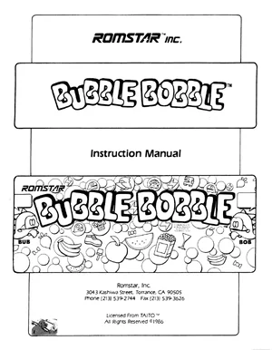 bubble bobble manual|taito|games|.webp