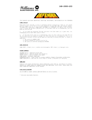 defender early series setup booklet manual|williams|games|.webp
