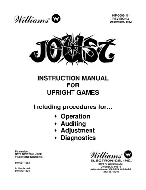 joust dec 1982 instruction manual|williams|games|rev a.webp