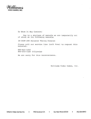 sinistar service bulletin|williams|games|.webp