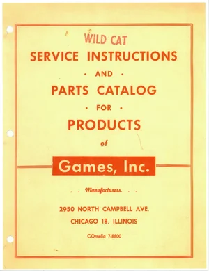 arcade wild cat by games inc catalog service manual|games-inc|parts-and-peripherals|.webp