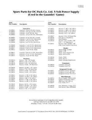 gauntlet co-284-01 5vdc parts list|bally-midway|parts-and-peripherals|1st printing.webp