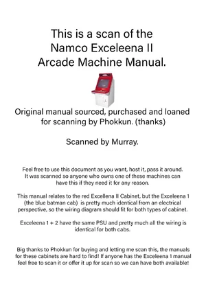 exceleena ii arcade manual|namco|cabinets|.webp