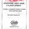 Xenophobe 3 Player Upright Option Alt Power manual (Bally / Midway)
